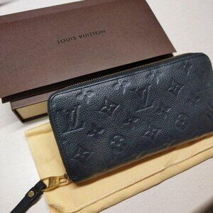 Authentic Louis Vuitton Monogram Empreinte Leather Zippy Long Wallet Black
